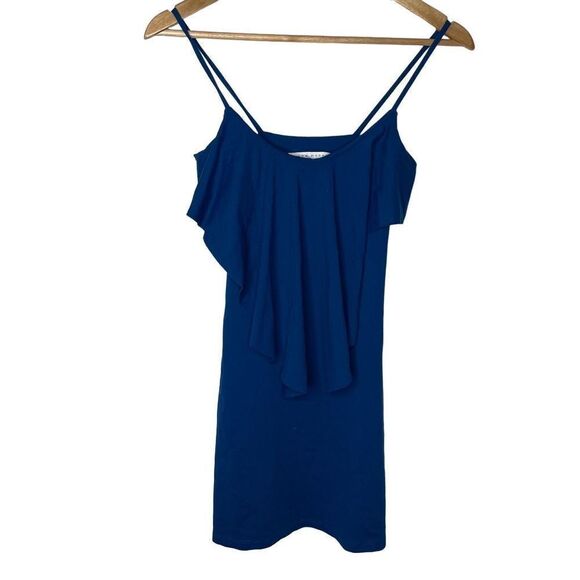 Susana Monaco blue ruffle speghetti strap mini dress - Picture 1 of 4